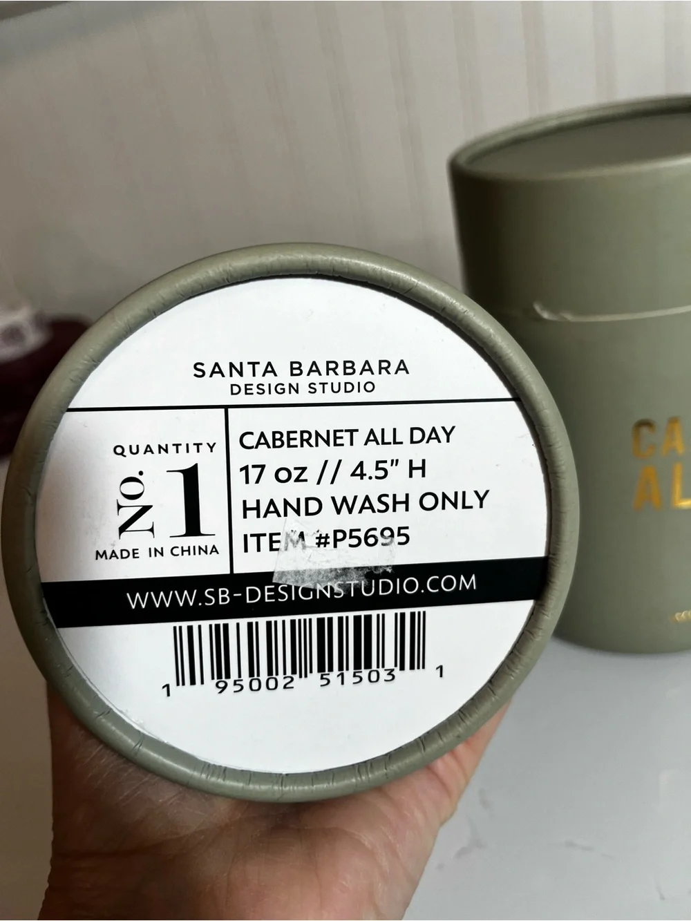 Set of 2 NWT Cabernet All Day Olive Green Stemless Wine Glass - Cabernet All Day